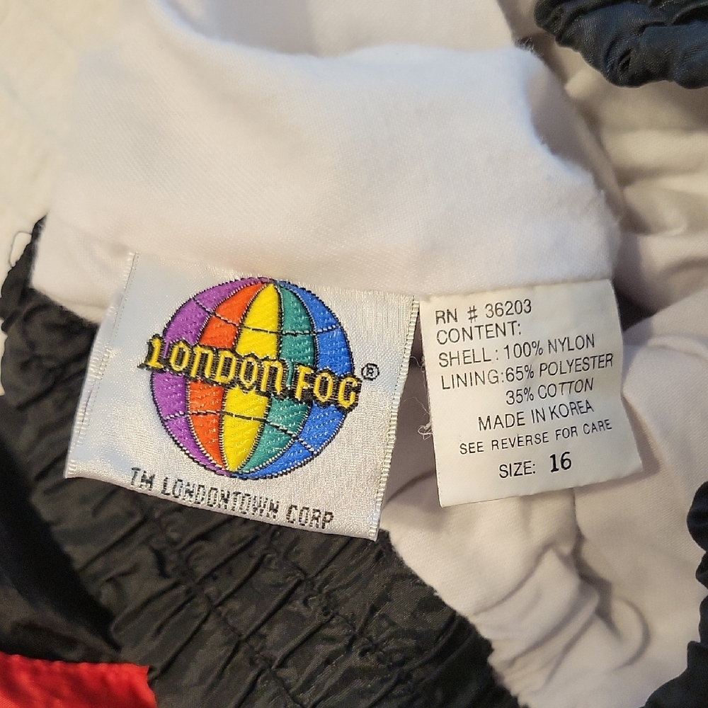 VINTAGE LONDON FOG Girl's Colorful Black Track Pants 80s 90s Vaporwave - Picture 8 of 15